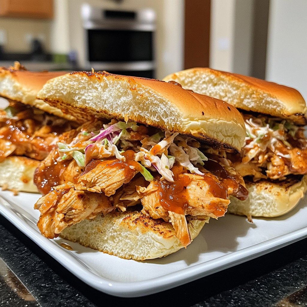 Spicy Crockpot BBQ Chicken Sandwiches