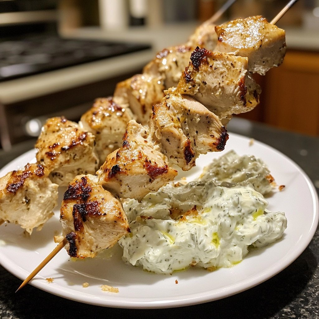 Greek Chicken Souvlaki with Tzatziki Sauce