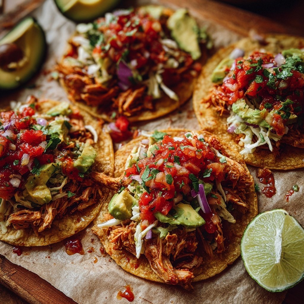 Shredded Chicken Tacos With Lime Slaw