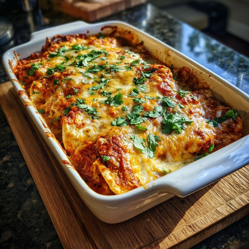 Shredded Chicken Enchilada Casserole