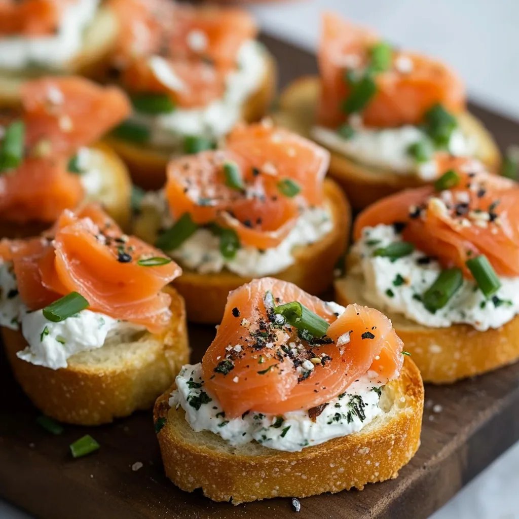 Smoked Salmon Crostini with Garlic Herb Cream Cheese