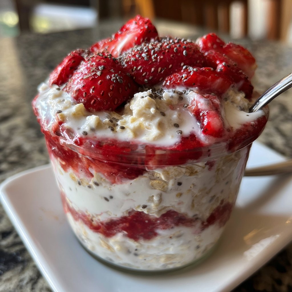Strawberry Cheesecake Overnight Oats With Chia